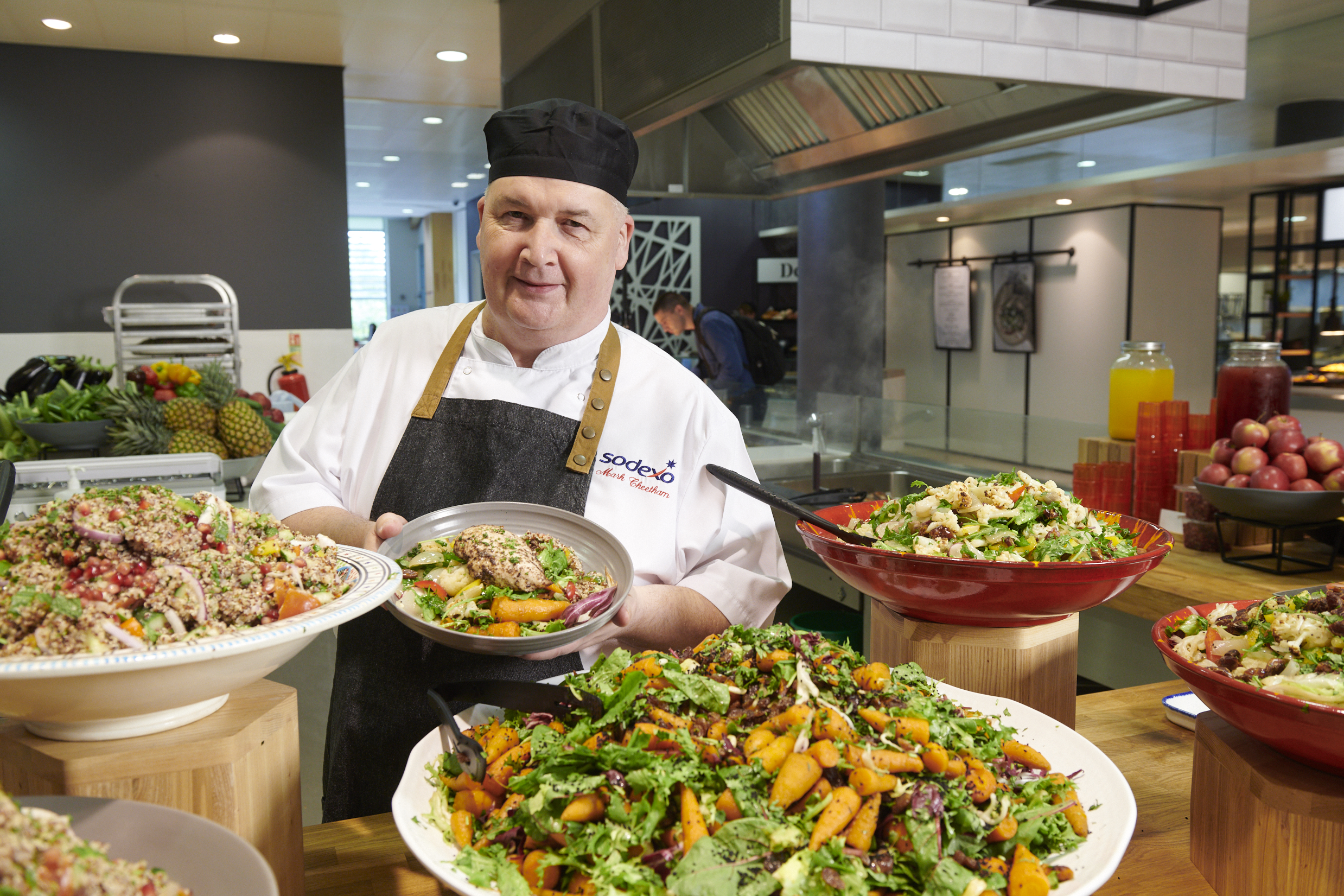 Chef with salads
